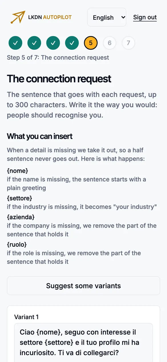 The connection request note on a phone.