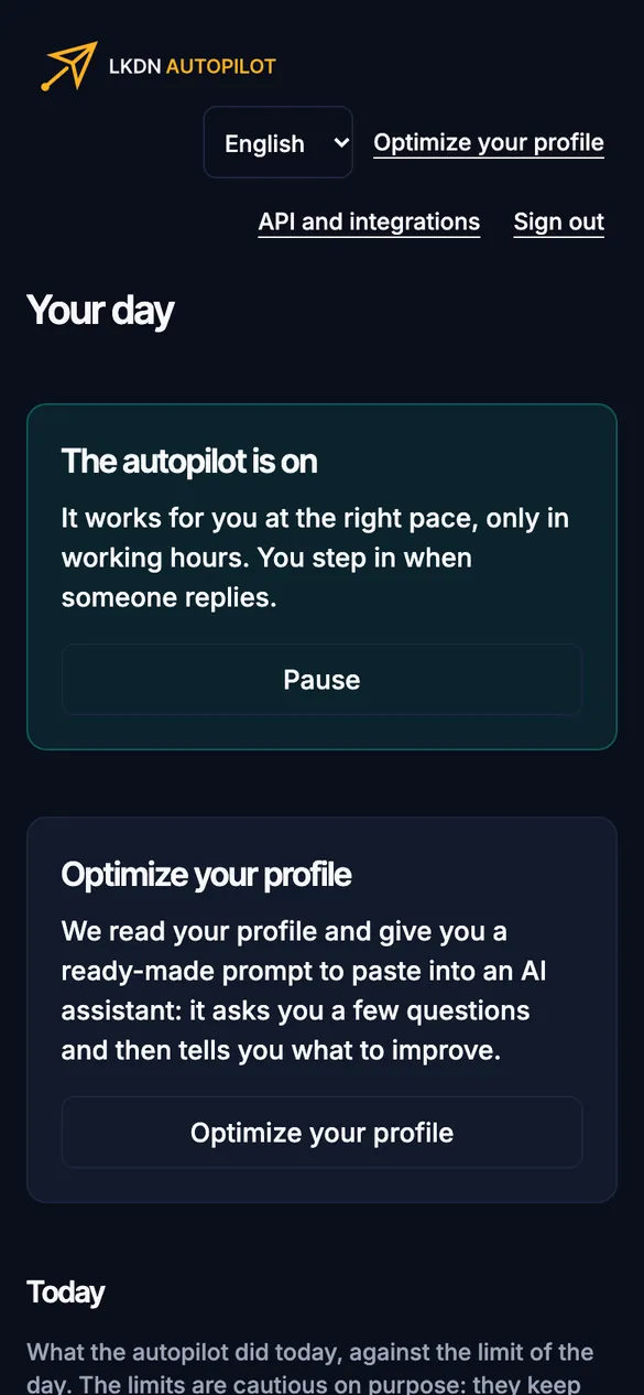 The dashboard on a phone.