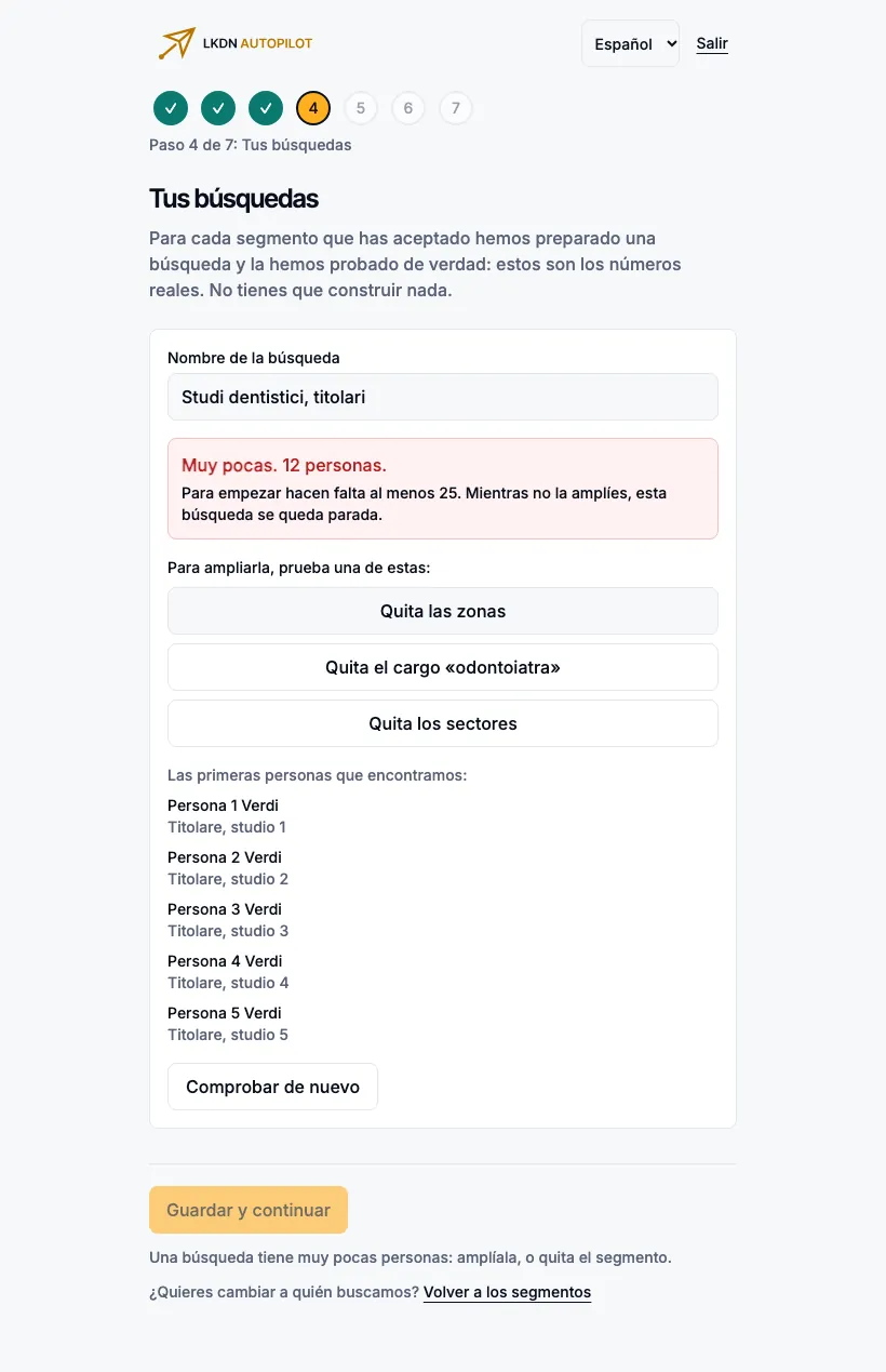 Una búsqueda con muy pocas personas: aviso rojo y propuestas para ampliarla.