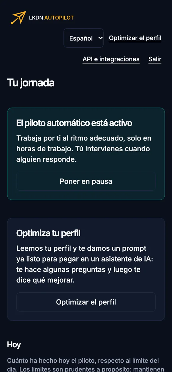 El panel en el teléfono.